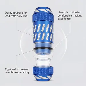 Elegant portable blue rhinestone cigarette holder pipe with airtight odor-proof seal design