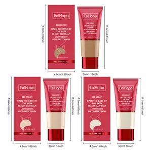 Detailed dimensions for EelHope BB Cream in Wheat, Natural, and Ivory White shades.