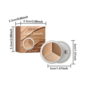 EELHOE three-color concealer set with dimensions 5.3cm x 5.3cm and 15g net weight detail