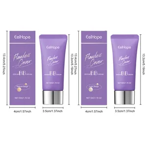 Guía de tallas de EelHope Serum BB Cream con dimensiones en cm y pulgadas.