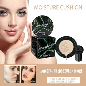 EELHOE BB cream cushion con cabezal de hongo que muestra efectos de cobertura antes y después