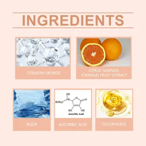 Comprehensive ingredient list detail for moisturizing matte foundation with vitamin C and E.