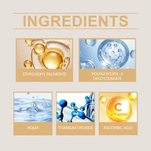 Detailed view of skincare foundation ingredients including Vitamin C and Titanium Dioxide