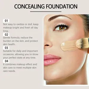 Detail shot showing hydrating concealing foundation application for a fresh all-day look