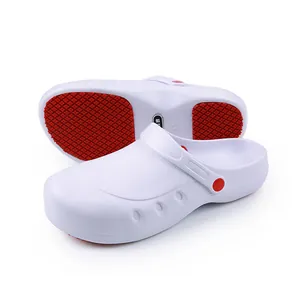 Chaussures de travail blanches en EVA avec semelle antidérapante rouge haute traction