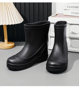 Detailansicht der mattschwarzen wasserdichten EVA-Gummistiefel mit rutschfester dicker Sohle