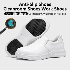 Professionele Antislip Werkschoenen Wit Zwart Slip-on Chef Schoenen Waterdicht Oliebestendig Voor Voedselwerkplaats Fabriek Ziekenhuis Unisex EVA Veiligheidsschoenen