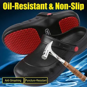 Chaussures de travail de sécurité en EVA noir antidérapantes avec embout anti-écrasement.