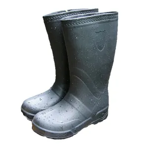 Durable black high-top EVA rain boots with waterproof droplets for kitchen and industrial work