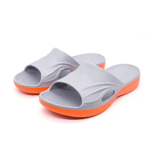 Chanclas de hombre bicolor con soporte para el arco, gris y naranja, antideslizantes