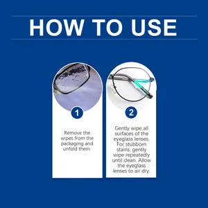 Mode d'emploi des lingettes nettoyantes Jue Fish pour une vision nette et des verres propres.