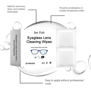 Vue détaillée de la boîte de lingettes nettoyantes pour lunettes Jue Fish avec anti-buée