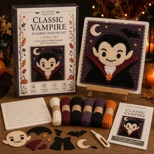 DIY Halloween vampire 3D fabric weaving kit including yarn and step-by-step guide