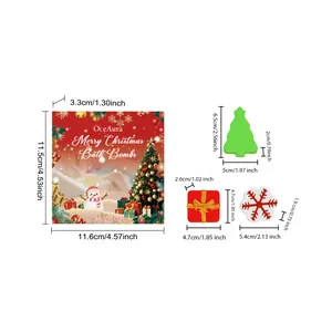 Dimensiones detalladas de la caja de regalo de bombas de baño de Navidad y unidades de forma