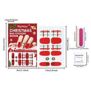 Maße des Nymixa Weihnachts-Gel-Nagelsticker-Sets mit Feile und Alkohol-Reinigungspad