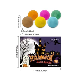Dimensiones detalladas del set de 6 bombas de baño Halloween de OceAura.