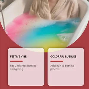 Detalle de las vibrantes burbujas de colores de un set de bombas de baño de Navidad.