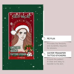 EelHope Weihnachts-Tattoo-Sticker für das Gesicht mit PE-Folie und Wassertransfer-Details