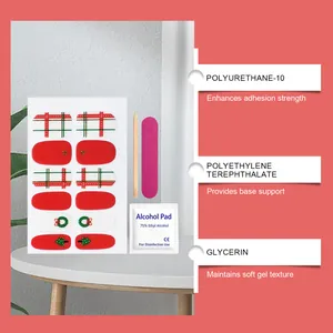 Detailansicht der Weihnachts-Gel-Nagelaufkleber mit Inhaltsstoffen und Basisfunktionen