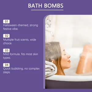 Detalle de una experiencia de baño relajante con bombas de baño de Halloween