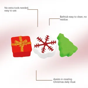 Set de bombas de baño navideñas con formas de regalo, copo de nieve y arbolito.