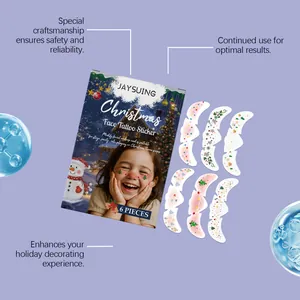 Christmas face tattoo stickers set with 6 pieces of festive holiday makeup designs.
