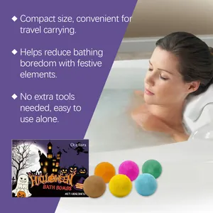 Escena de relajación con mujer usando el set de bombas de baño Halloween de OceAura