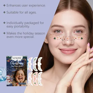 Festive Christmas face tattoo stickers for holiday party makeup including 6 pieces