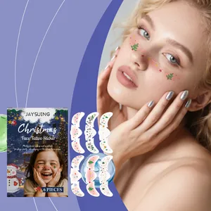 Christmas Face Tattoo Stickers Water Transfer Paper Glitter Snowflake Star Patterns Festive Face Makeup Decor Stickers