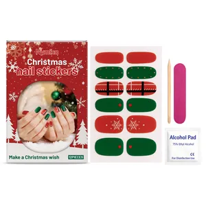 Festive Christmas soft gel nail sticker kit including red and green holiday patterns