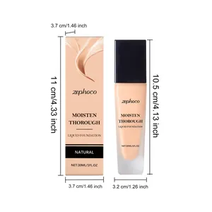Fondotinta idratante naturale Zephoco dimensioni flacone da 30 ml e confezione box