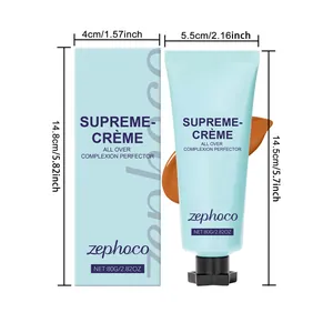 Detailed dimensions of ZEPHOCO long-lasting matte concealer tube and retail box