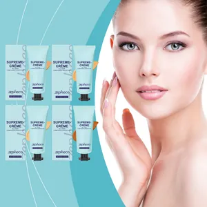 Zephoco Supreme-Crème full coverage concealer detail with 80g tubes and model face