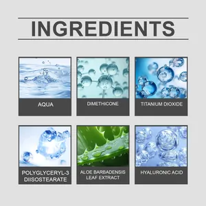 Detalle de los ingredientes de la BB cream: aqua, ácido hialurónico y aloe vera