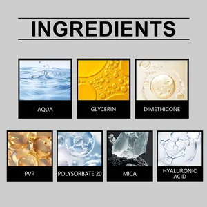 Detailed list of core ingredients for liquid blush including hyaluronic acid and mica