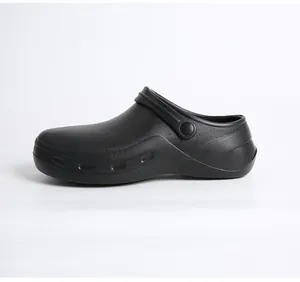 Chaussures de cuisine professionnelles antidérapantes en EVA noir avec coque en acier