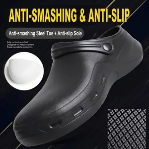 Chaussures de chef professionnelles en EVA imperméables et antidérapantes avec embout en acier