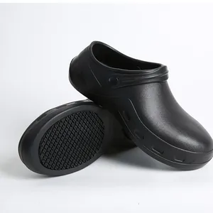 Chaussures de cuisine professionnelles antidérapantes et étanches en EVA noir unisexe