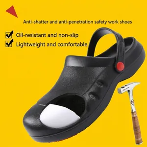 Chaussures de sécurité professionnelles en EVA noir avec embout en acier anti-écrasement.