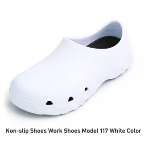 Side detail view of white slip-resistant work shoes for chefs and medical staff