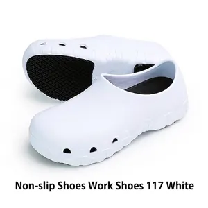 White non-slip work shoes for chefs and medical staff with durable slip-resistant sole
