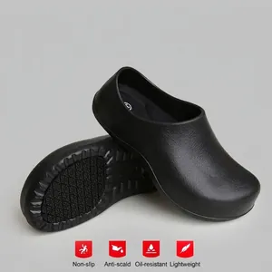 Zapatos de trabajo profesionales de EVA antideslizantes para chefs, zuecos negros
