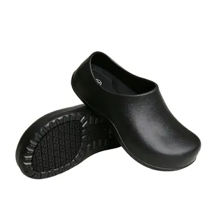 Zapatos de trabajo antideslizantes de EVA negros para chefs, diseño impermeable.