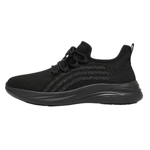 Detailed side profile of breathable black slip-resistant work shoes for chefs and catering