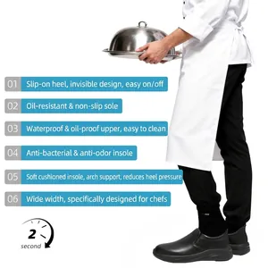 Chaussures de chef antidérapantes imperméables pour hommes avec design sans mains