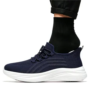 Close-up detail of navy blue breathable anti-slip chef work shoes for catering and kitchen staff
