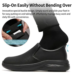 Chaussures de travail noires sans mains pour hommes, étanches et antidérapantes