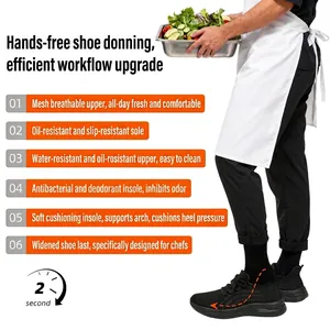Professional black slip-resistant chef shoes featuring waterproof and breathable mesh upper