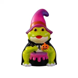 Decoración de rana luminosa de Halloween con sombrero de mago