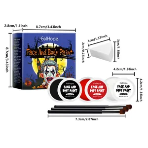 Schéma détaillé des dimensions du kit de maquillage pour le visage Halloween d'EelHope